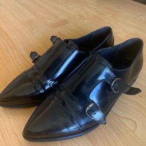 Barney's New York Leather Double Monk Strap Shoes